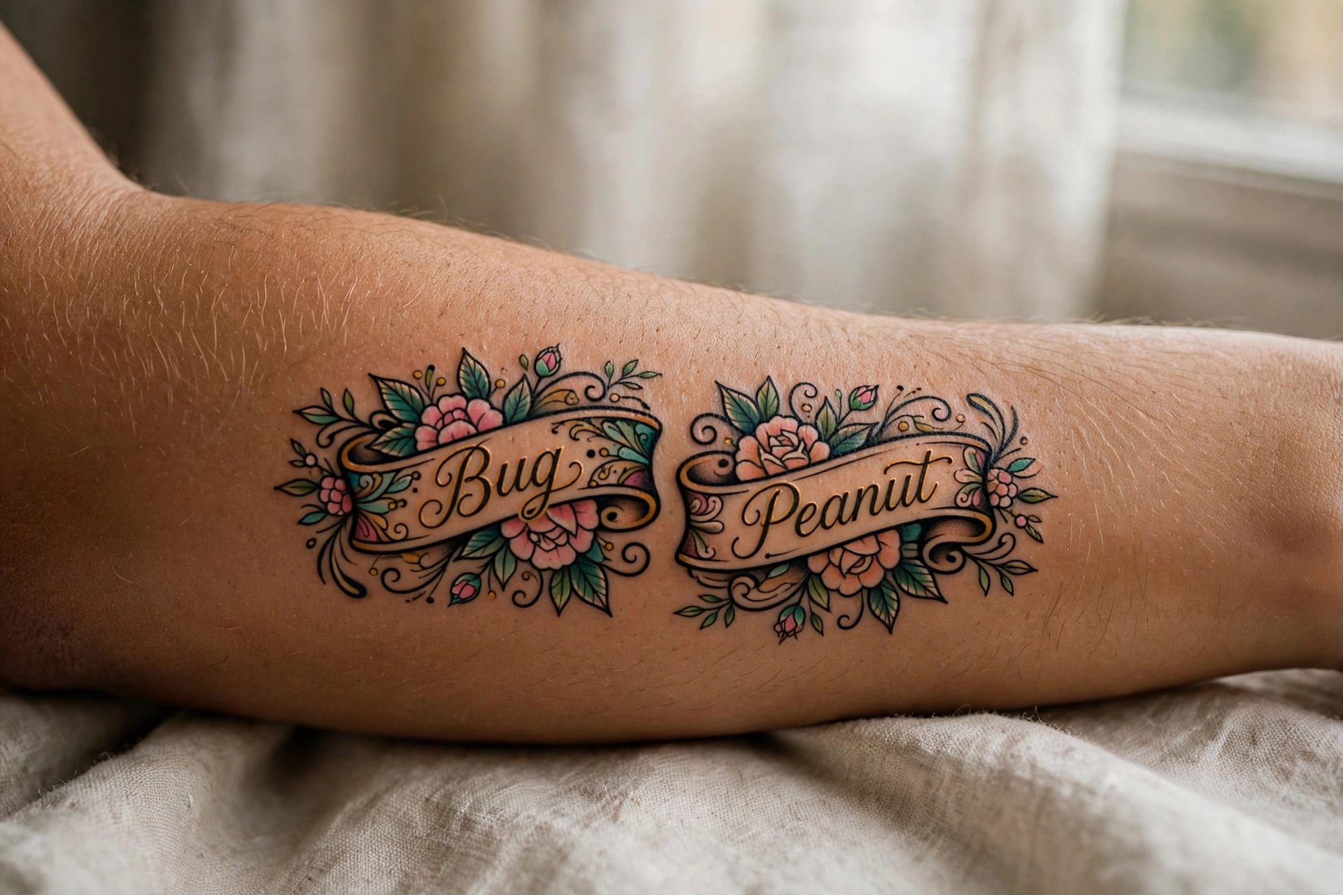 Childhood nicknames tattoo for siblings