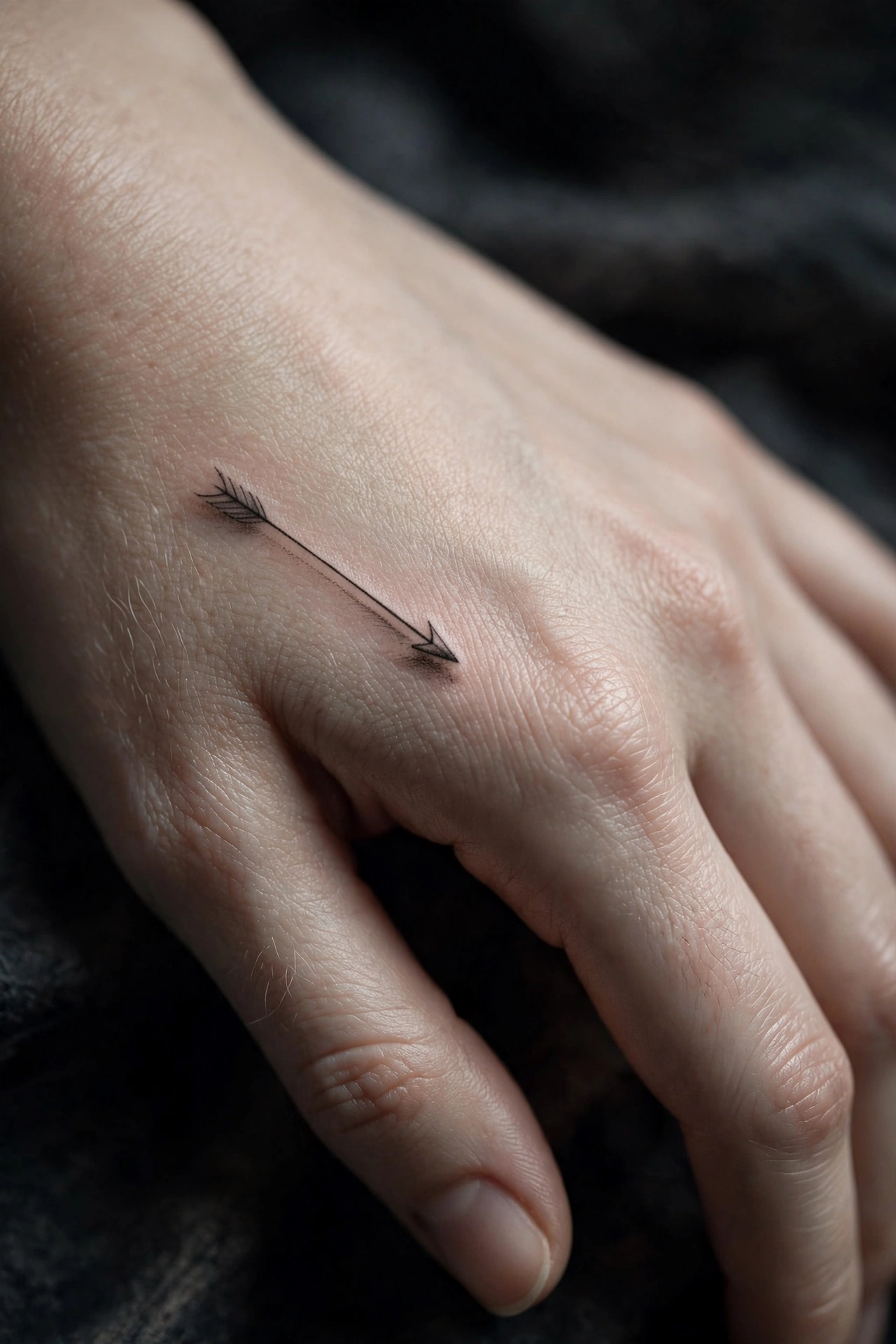 Paper plane with dotted flight trail tattoo on hand edge