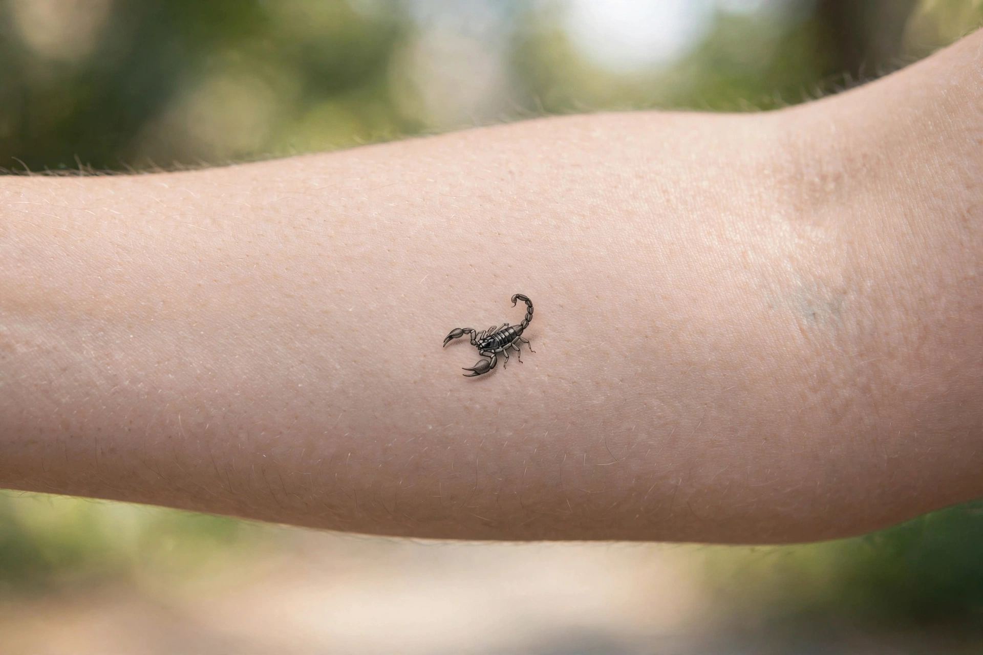 Tiny scorpion tattoo on man's ankle
