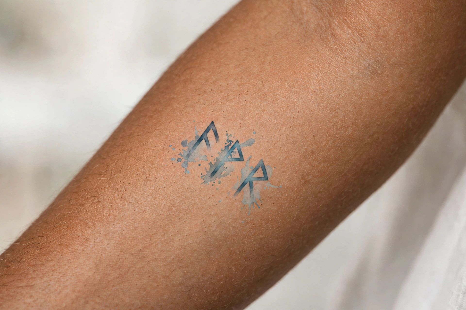 Mini viking rune tattoo on man's wrist
