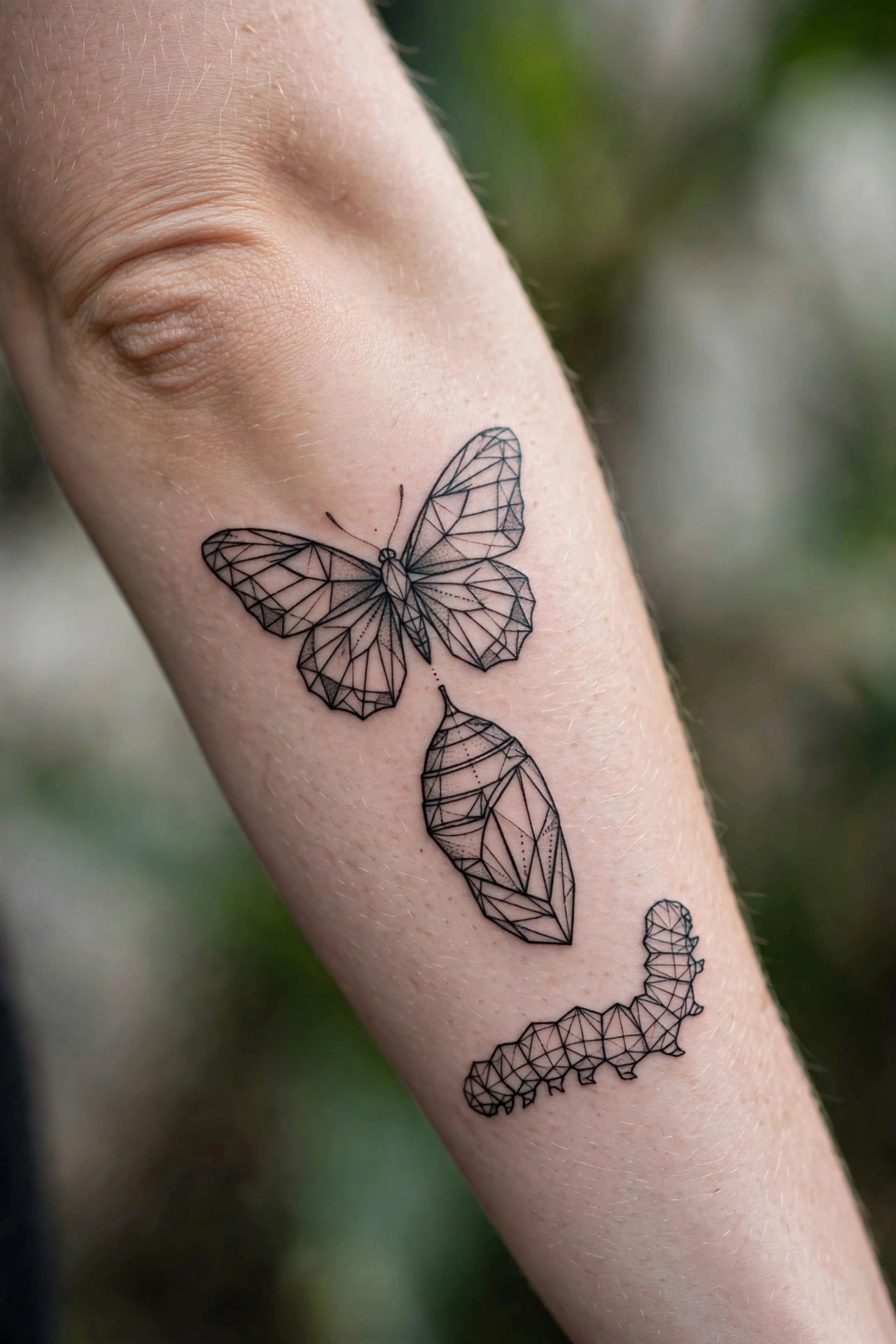 Butterfly metamorphosis symbolic tattoo idea with realistic wings on the collarbone