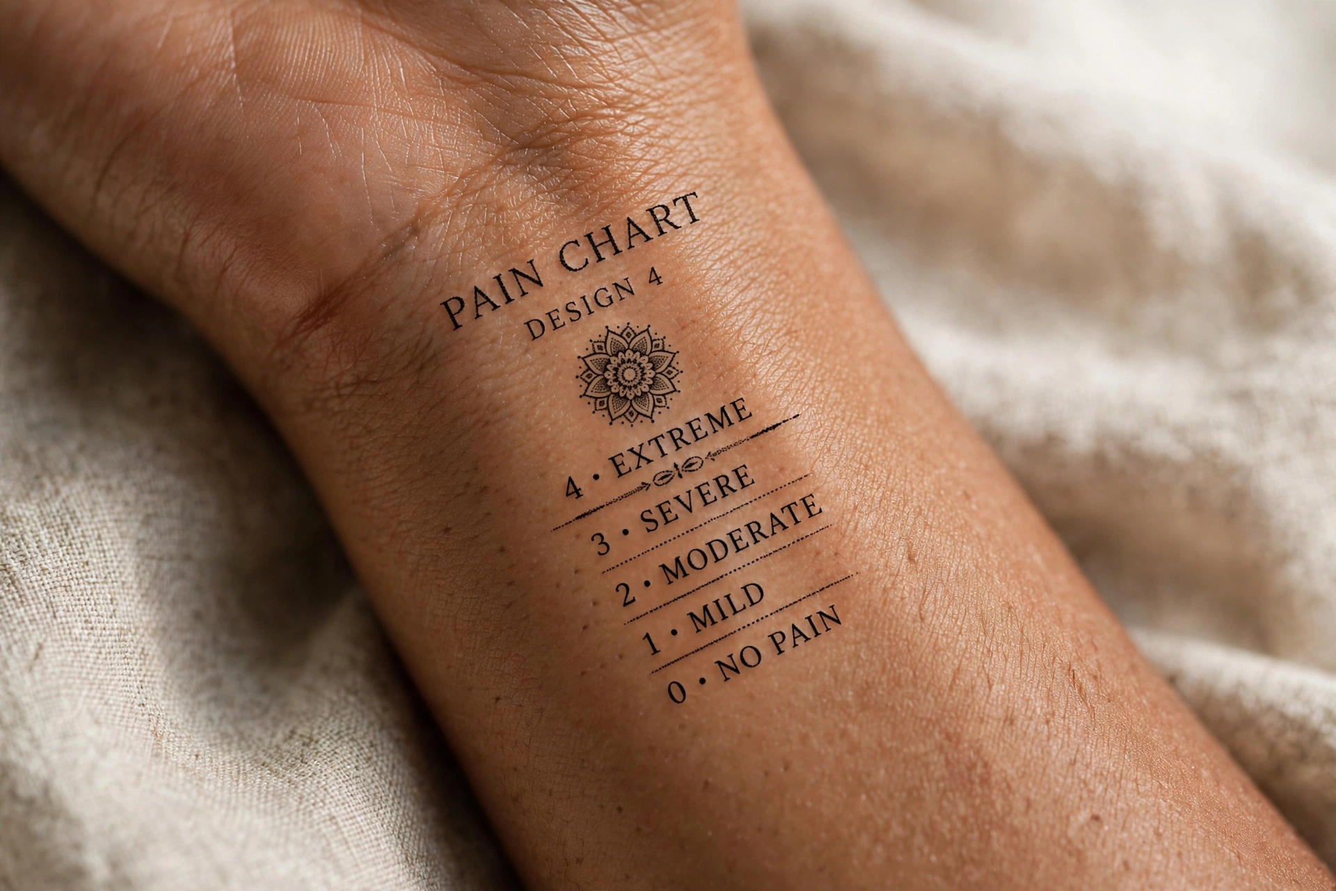 First tattoo placement ideas showing low pain spots like forearm and thigh