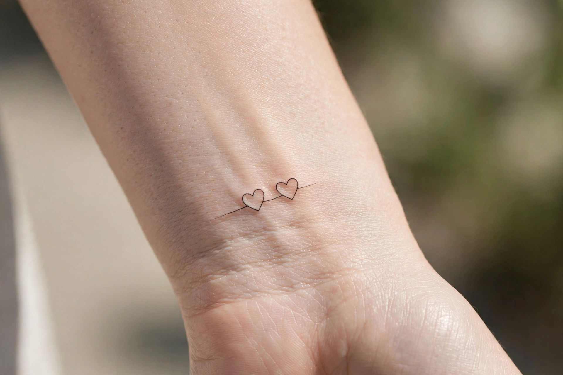 Matching small heart tattoos for couples on fingers