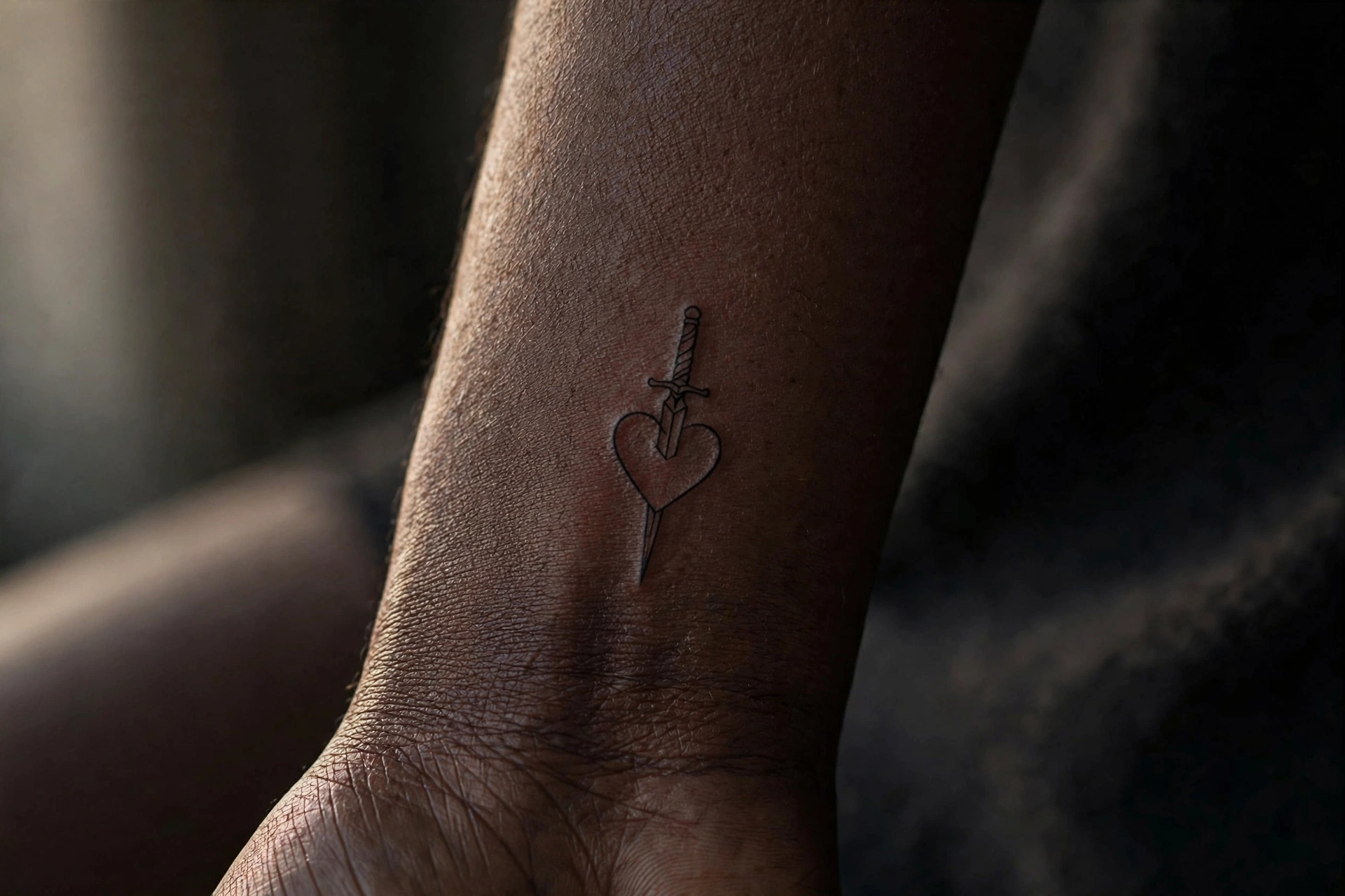 Dagger piercing heart traditional tattoo