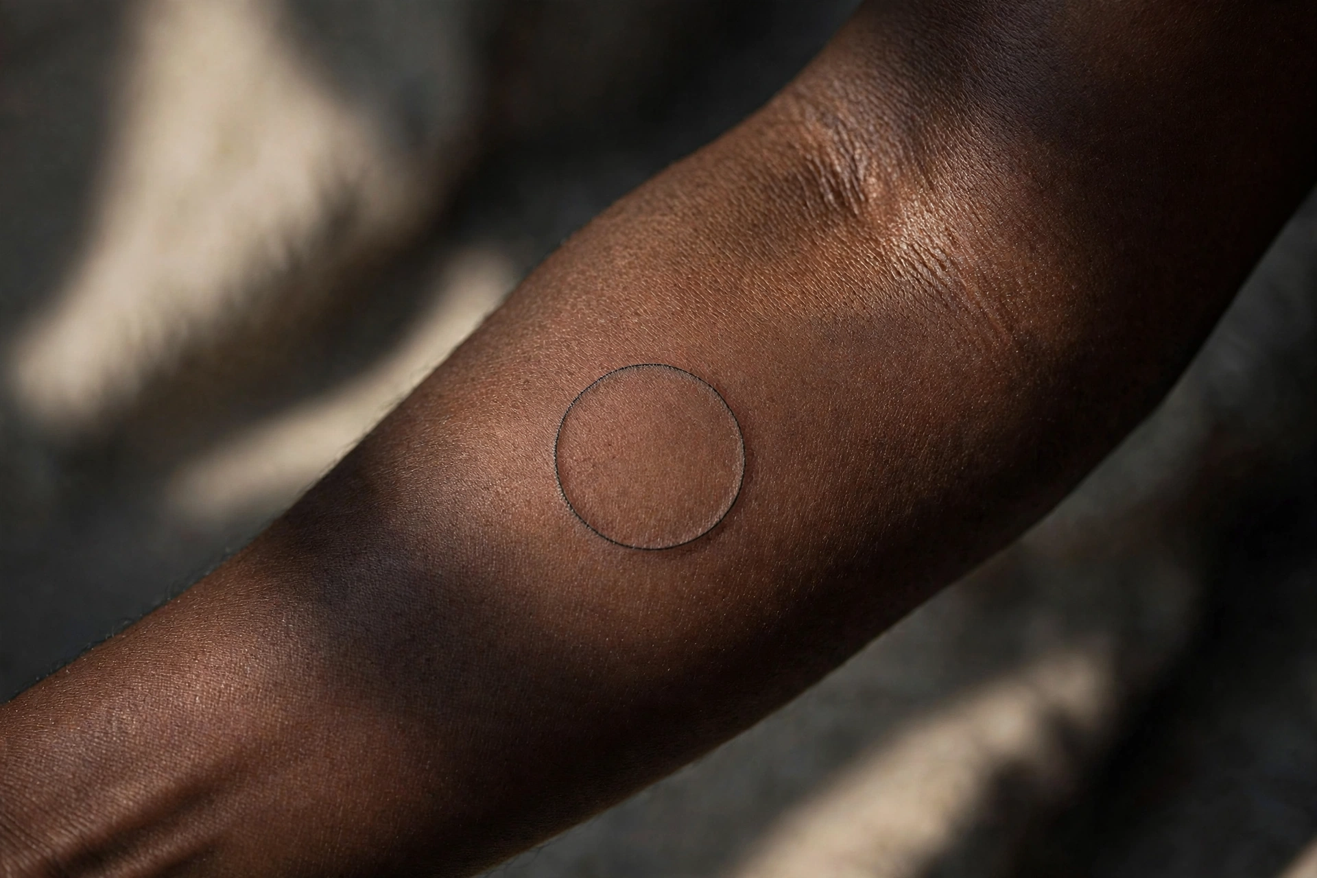 Circle of witches dancing tattoo beneath a blazing full moon on back