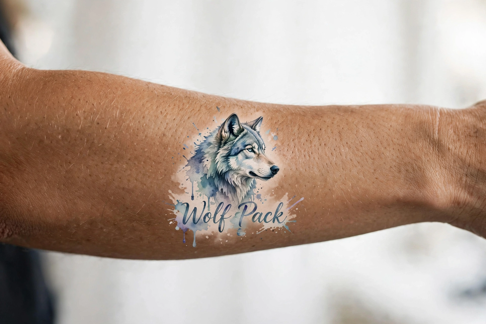 Wolf pack running together tattoo on a man's back