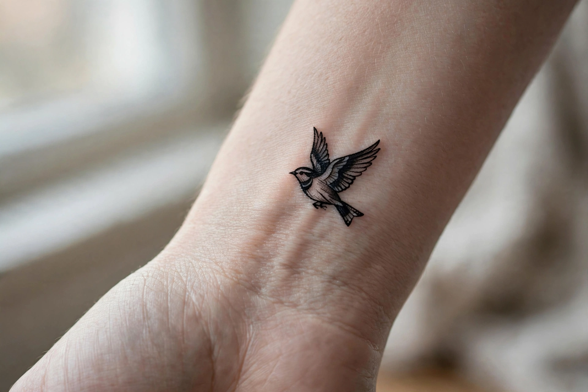 Pair of cherries with stems tattoo on a woman’s wrist