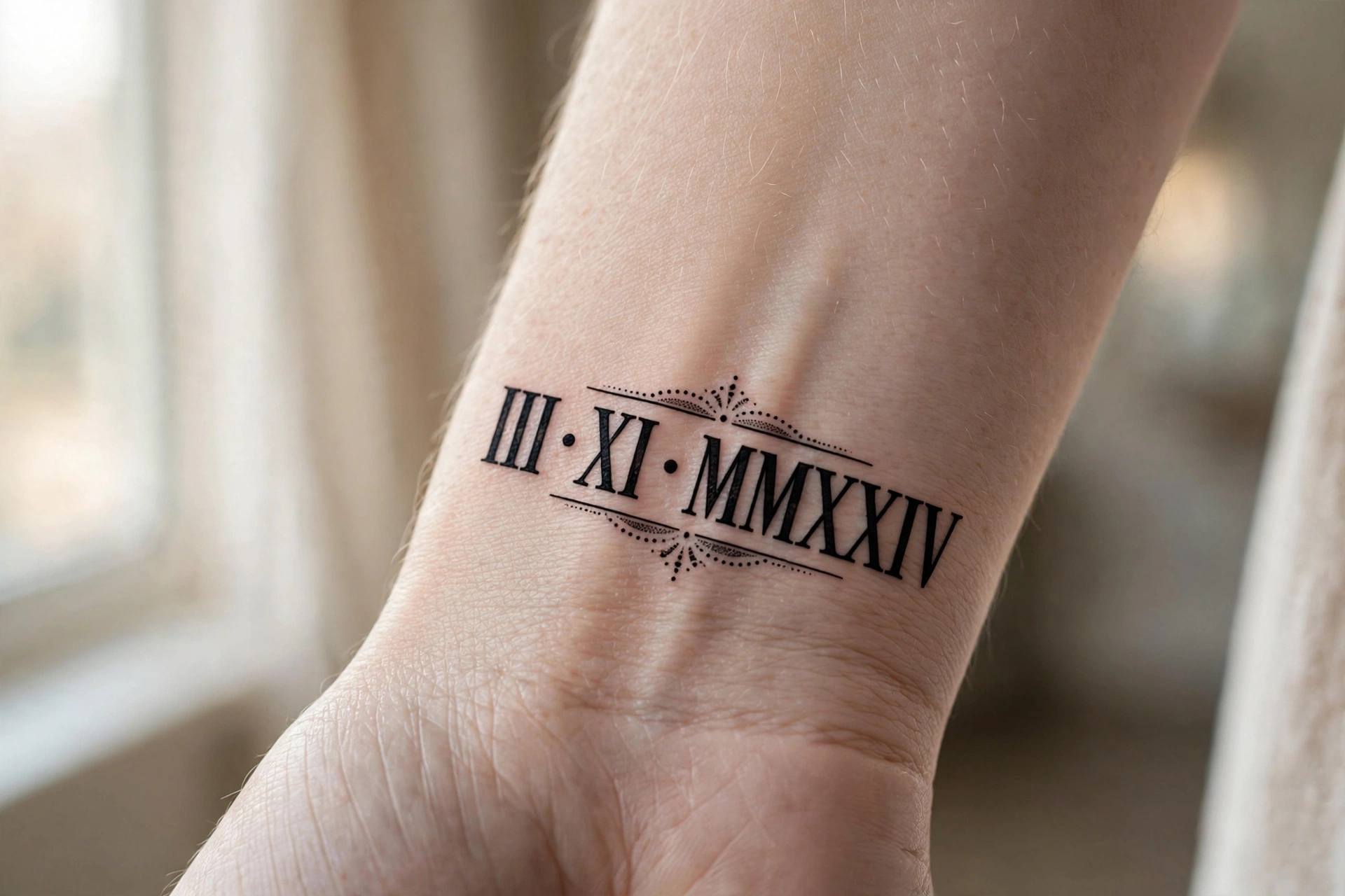 EKG heartbeat line with tiny heart tattoo on a woman’s wrist