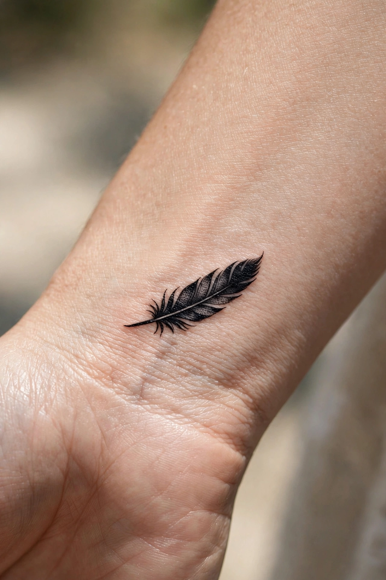 Tiny luna moth tattoo on a woman’s wrist